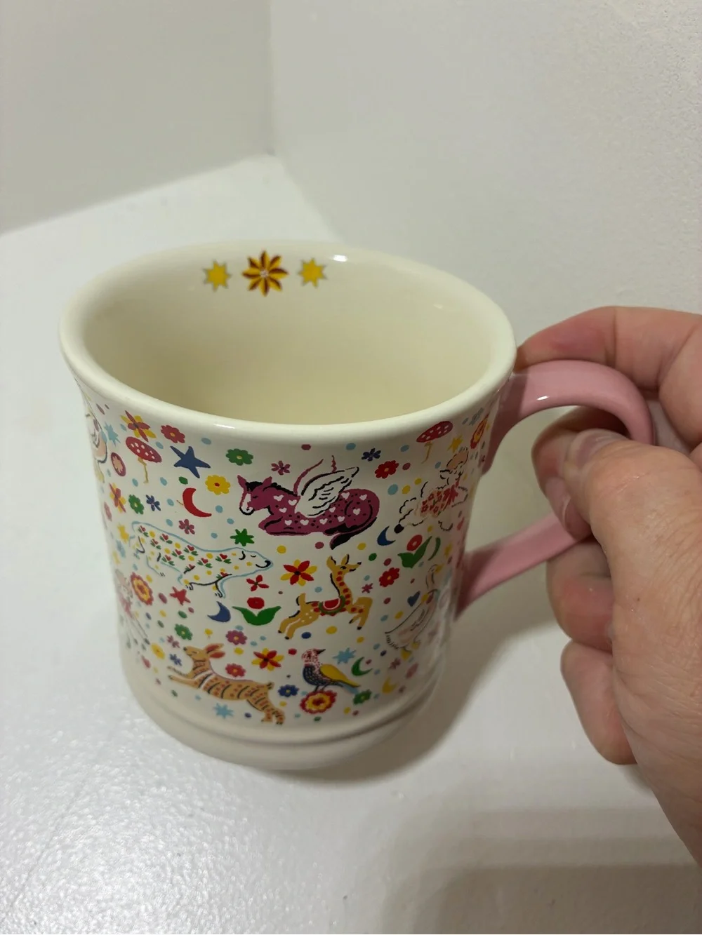 Whimsical Colorful Cartoon animals and floral Coffee Mug by Cath Kidston